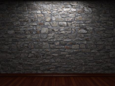 illuminated stone wall made in 3D graphics