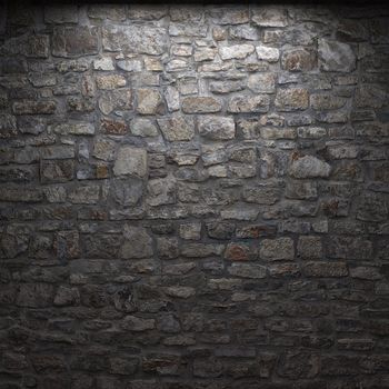 illuminated stone wall made in 3D graphics