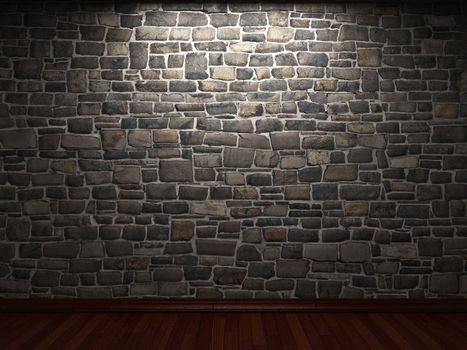 illuminated stone wall made in 3D graphics