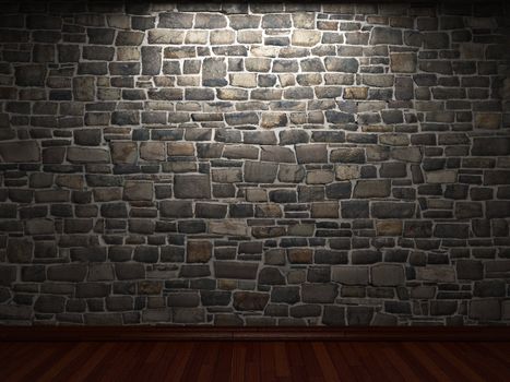 illuminated stone wall made in 3D graphics