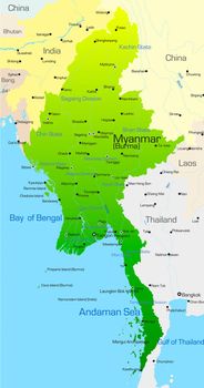 Vector map of Myanmar country