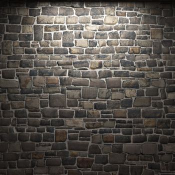 illuminated stone wall made in 3D graphics