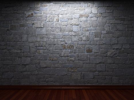 illuminated stone wall made in 3D graphics