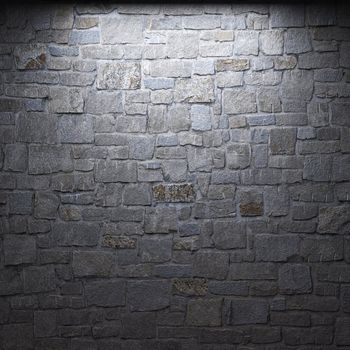 illuminated stone wall made in 3D graphics