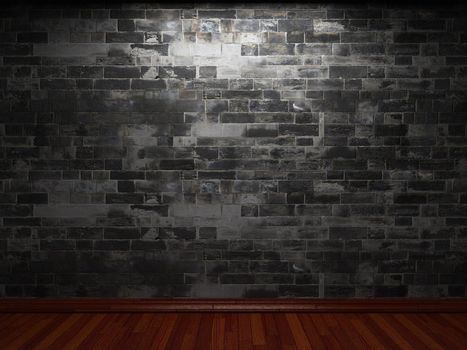 illuminated stone wall made in 3D graphics