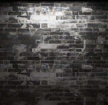 illuminated stone wall made in 3D graphics