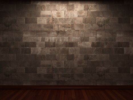 illuminated stone wall made in 3D graphics