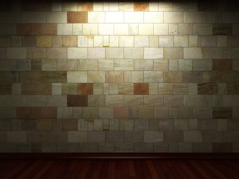 illuminated stone wall made in 3D graphics