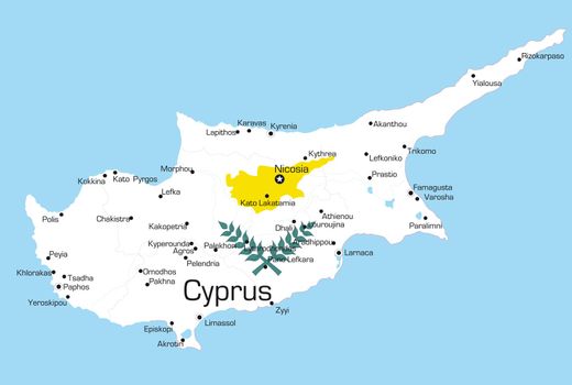 Abstract vector color map of Cyprus country colored by national flag