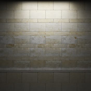 illuminated stone wall made in 3D graphics