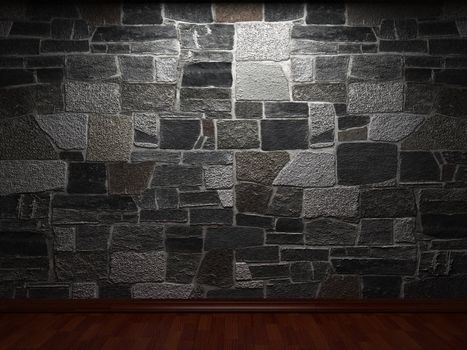 illuminated stone wall made in 3D graphics