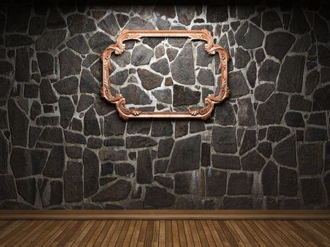 illuminated stone wall and frame made in 3D