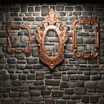 illuminated stone wall and frame made in 3D