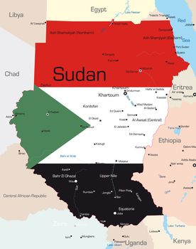 Abstract vector color map of Sudan country