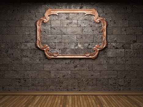 illuminated stone wall and frame made in 3D