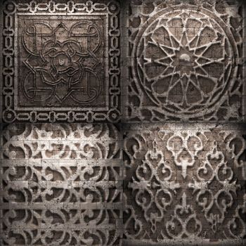 Retro stone ornament made in 3D graphics