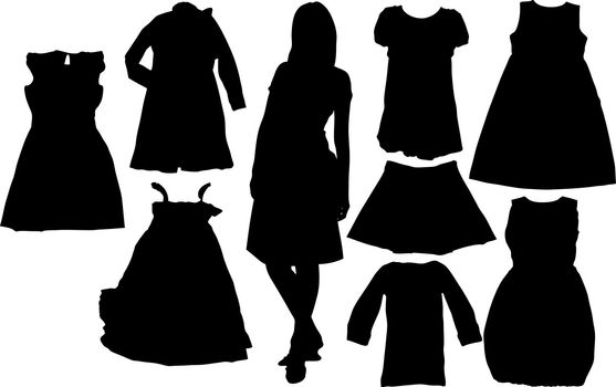 Illustration set of fashion  silhuettes