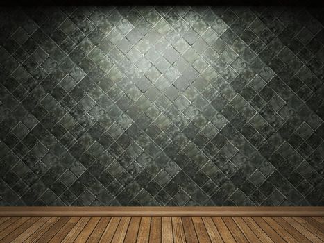 illuminated tile wall made in 3D graphics