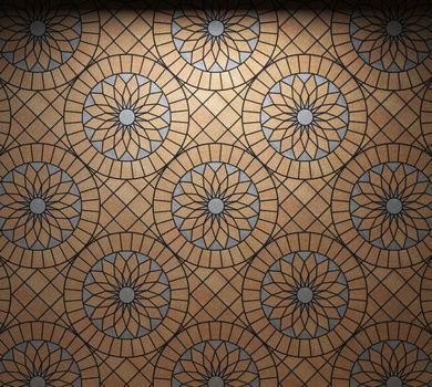 illuminated tile wall made in 3D graphics