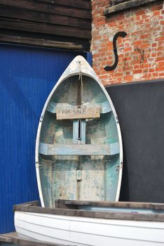 rowing boat standing and up for sale