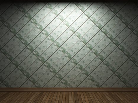 illuminated tile wall made in 3D graphics