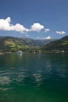 Image taken from the lake in Zell Am See. A beautiful landscape in the Alps in Austria