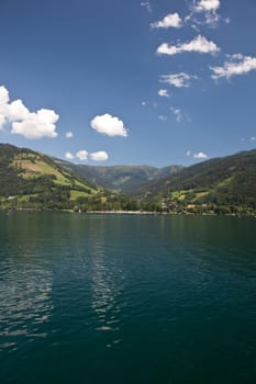 Image taken from the lake in Zell Am See. A beautiful landscape in the Alps in Austria