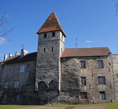 Tallinn, towers and walls of old city   