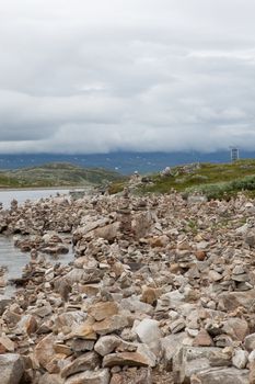 Cairns from tourists on Hardangervidda, Norway