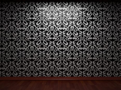 illuminated tile wall made in 3D graphics