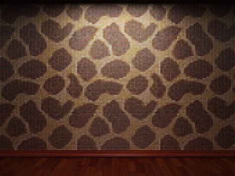 illuminated tile wall made in 3D graphics