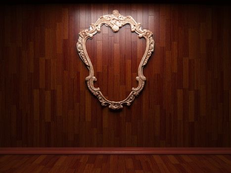 illuminated wooden wall and frame made in 3D