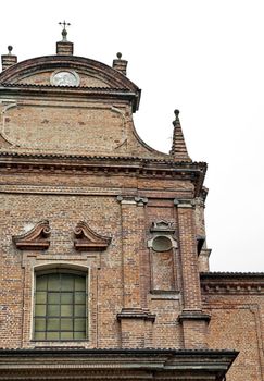 Italian bricked church detail on white background