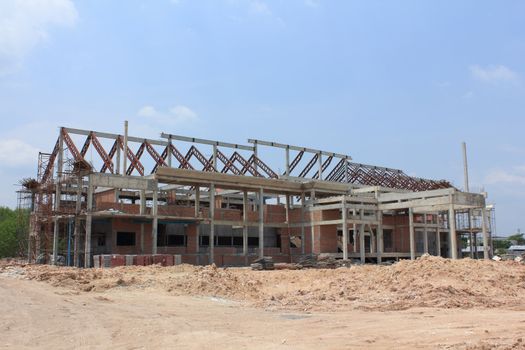 Construction work site of office building