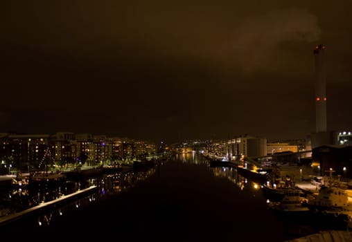 handheld shot of Hammarbyhamnen in Stockholm