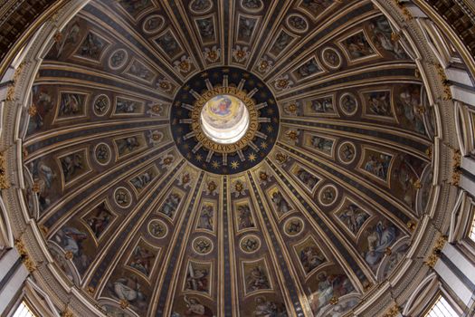 The inside of the dome of St. Peter's Basilica in the Vatican, Rome, Italy. 