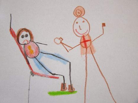 Child drawing: dentist visit