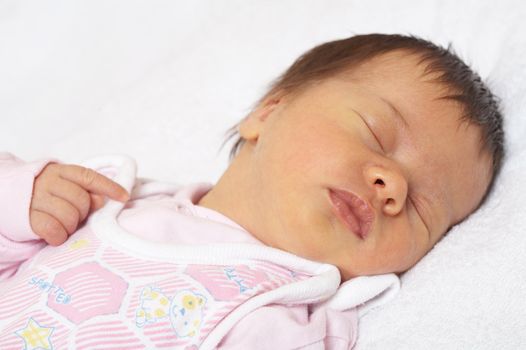 sweet dream newborn baby, portrait of little girl