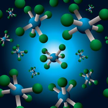 Seamless repeating molecule design in green and blue