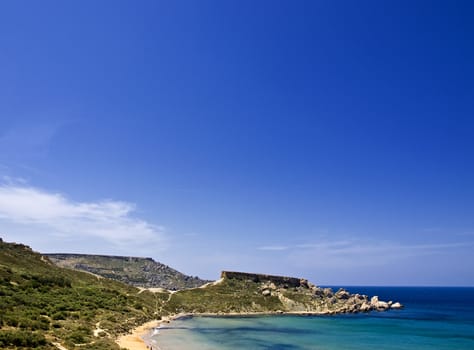 Beautiful Mediterranean beach on the island of Malta