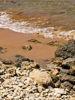 Detail of the waters edge on a tropical beach reef