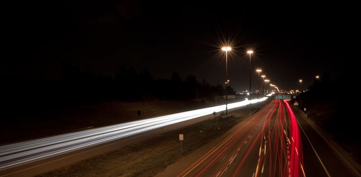 Long exposure of a highway at night