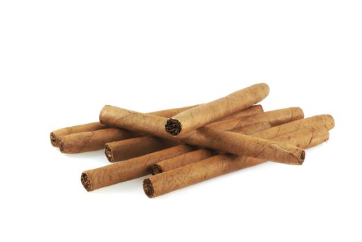 Bunch of cigars isolated on white.