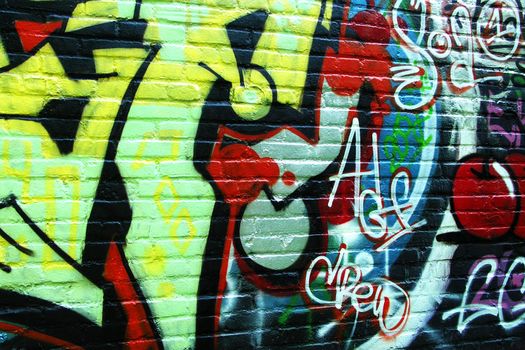 Close up of a graffiti wall.