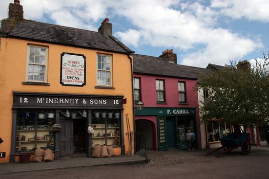 an old irish street and shops as in early irish history in Bunratty folk park