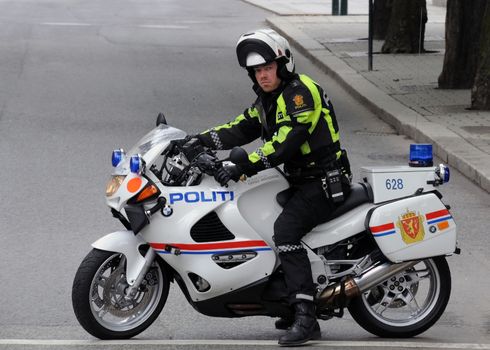 Policeofficer on motorbike in Oslo Norway