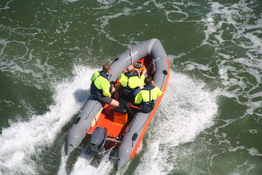 Fast life guard boat at sea
