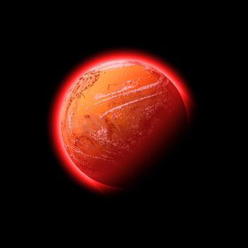 A red hot glowing planet - it works well as Mars or the Sun