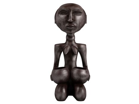 Old african statuette isolated on white background