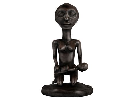 Old african statuette isolated on white background